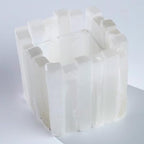 Natural Selenite Candle Holder for Tea Lights Irregularly Arranged Selenite Wand Candlesticks - Elegant Home Decor (Square Candle Holder)