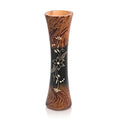 AeraVida 14-Inch Mango Wood Jasmine Flower Carved Brown Vase Cylindrical Home Decor Accent for Tabletop Arrangements Handmade Rustic Indoor Display for Dried or Silk Flowers