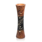 AeraVida 14-Inch Mango Wood Jasmine Flower Carved Brown Vase Cylindrical Home Decor Accent for Tabletop Arrangements Handmade Rustic Indoor Display for Dried or Silk Flowers