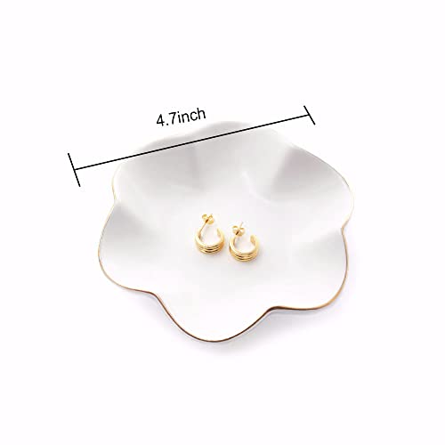 HANKOR 4.7 inch Small Ring Dish, Ceramic Jewelry Holder Tray, White Catch All Trinket Bowl for Keys Rings Earrings - color: White