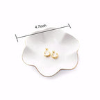 HANKOR 4.7 inch Small Ring Dish, Ceramic Jewelry Holder Tray, White Catch All Trinket Bowl for Keys Rings Earrings - color: White