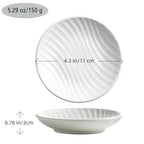 Chic Round Soap Dish, Modern Minimalist Striped Design Ceramic Tray(White) - color: White