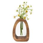 Solid Wood Frame Glass Test Tube Vase Desk Hydroponic Plant, Enhances Home and Office Environment, Small Size (Small) - size: Small