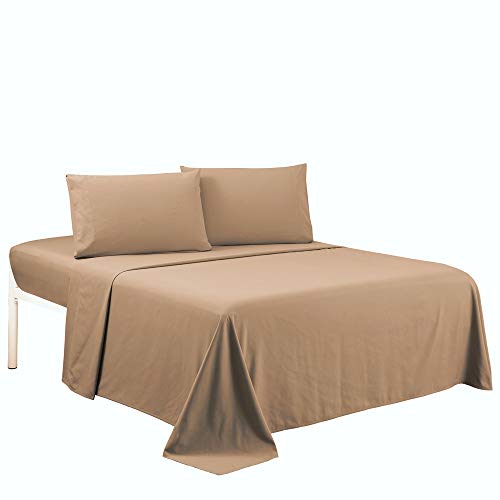 Sfoothome Queen Sheets Set - Mocha Hotel Luxury 4-Piece Bed Set, Extra Deep Pocket, 1800 Series Bedding Set, Wrinkle & Fade Resistant,Sheet & Pillow Case Set (Queen, Mocha) - color: Mocha-4 Pieces, size: Queen