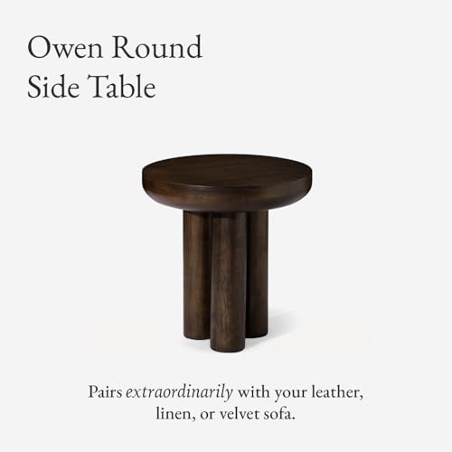 Maven Lane Owen Modern Side Table, 19" Compact Design - Bold Accent Table, Round Night Stand with Aged Brown Finish and Durable Rubberwood Base - Statement Making Style for Living Room or Bedroom - color: Aged Brown