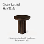 Maven Lane Owen Modern Side Table, 19" Compact Design - Bold Accent Table, Round Night Stand with Aged Brown Finish and Durable Rubberwood Base - Statement Making Style for Living Room or Bedroom - color: Aged Brown