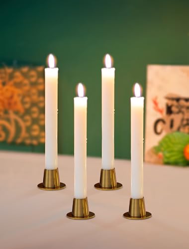 NUPTIO Candle Stick Candle Holder: Set of 4 Gold Candlestick Taper Holders - Brass Small Metal Candleholder for Fall Thanksgiving Christmas Fireplace Table Centerpiece - size: Style 2