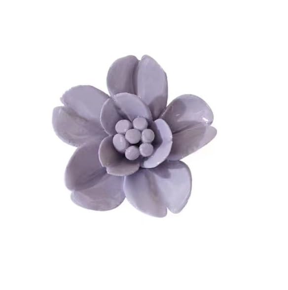 Ceramic Flower Wall Art, Artificial 3D Flower Wall Art, Handmade 3D Wall Art Hanging Sculpture, Porcelain Flower Wall Decoration for Home Office Decor (Purple，Snow Lotus，2.76") - color: Purple,Snow Lotus,2.76"