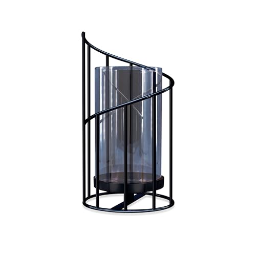 Black Hurricane Candle Holder, Black Candle Holders for Pillar Candles with Clear Glass Sleeve - Elegant Centerpiece for Weddings, Dinners, Party Decor - color: Black-20cm