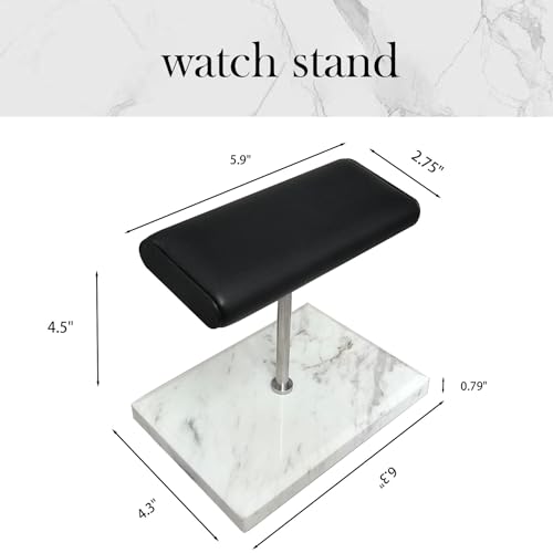 Men's Premium Handcrafted Watch Display Stand,Watch Stand,Watch Organizer,Watch Holder,Bracelet Display Stand,Elegant Marble Base with Leather Surface (white) - color: white