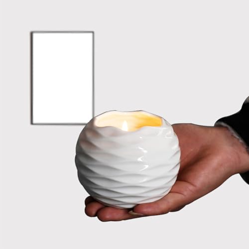 Generic Scented Candle Holder, Ceramic Nordic Minimalist Hand Cast Texture, with Heat Proof Premium Material, for Living Room Dining Table Bedroom Decor (White)
