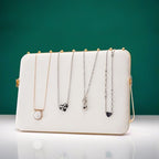 Elsjoy Velvet Necklace Display Stand, Beige & Gold Necklace Jewelry Showcase Holder, Metal Hanging Necklace Organizer Large Necklace Display for Vendors