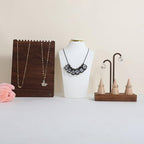 GemeShou Wooden ring organizer holder for jewelry, Stable ring display stand for boutique store, walnut base with white ring cones for jewelry selling【Ring holder-Cone 3】 - style: Three Cone