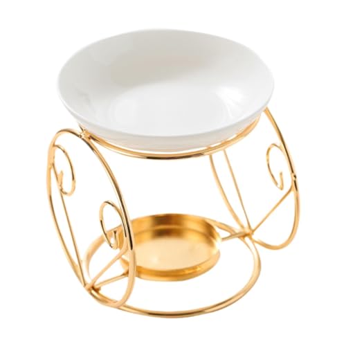 Qianly Essential Oil Burner Melt Warmer Decorative Scented Desktop Furnace Tealight Holder for Indoor Home Meditation Decor, Gold - color: Gold&white(a)