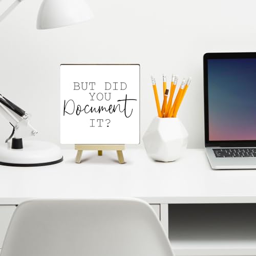 Office Decor for Women, Cute Desk Accessories, But Did You Document it Desk Decor, Funny Office Gifts for Coworkers, Minimalism Office Cubicle Decor (MP03), Wood - color: MP03