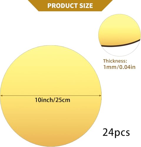 24PCS Gold Round Mirror Plates for Centerpieces, 10" Flat Circle Mirror Trays for Tables, Decorative Mirror Centerpieces for Wedding Party, Circle Mirror Candle Plates for Table Decor, Reception Event - size: 10 Inch