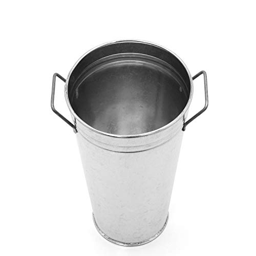 Hosley Set of 3 Galvanized French Bucket Vase with Handles 5" Dia x 9" H Ideal for Farmhouse Dried Floral Arrangements at Home for Weddings Gifts Spa and Aromatherapy Settings O5 - color: Galvanized 6