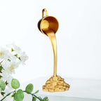 Floating Coffee Cup Mug Sculpture Pouring Spilling Coin Figurine Bedroom Gift Desk Figure Resin Statue for Cabinet Bookshelf, Golden