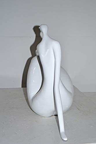 NIFAO Modern Art White Woman Beach Resin Statue – Abstract Coastal Sculpture, Contemporary Home Décor, 28" L x 8" W x 16" H