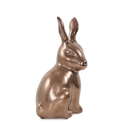 Howard Elliott Collection Rabbit Sculpture Ceramic Statue for Home and Garden Decor, Rich Antique Brass Figurine with Metallic Finish for Shelf Display in Living Room, 8.5 x 4.75 Inch - style: Rabbit