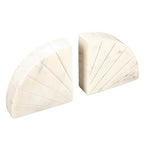 Creative Co-Op Modern Arched Semicircle Marble Bookends with Carved Detail, Set of 2, White