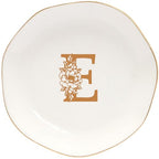 Ceramic Jewelry Tray Initial Ring Dish Personalized E-Monogrammed Engagement Wedding Gifts,Decorative Jewelry Holder for Friends,Sister,Birthday Mother's Day Christmas for Women,Ceramic White - style: E