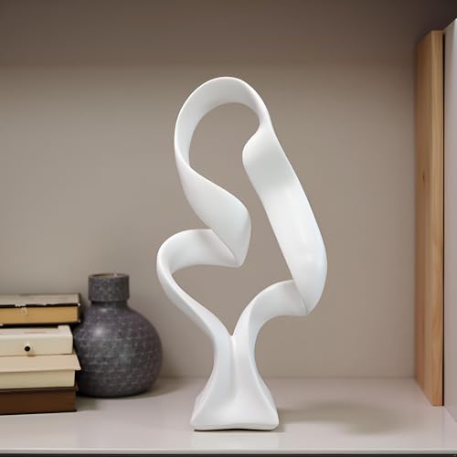 15" Modern Abstract Ribbon Decorative Sculpture, Knot Sculptures,Home Decor,Coffee Table Statues,Dining Living Room Desk Decor（White） - color: 15" White