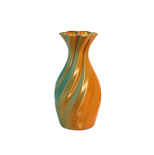 Large 8-Inch Tall Spiral Vase – Modern Waterproof Flower Vase for Centerpieces & Home Decor - 3D Printed PLA Plastic — Not Glass (Acid Blue-Orange) - color: Acid Blue-orange
