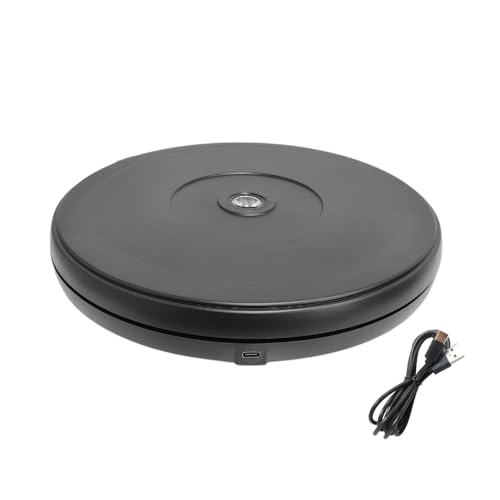 fotoconic Black Electric Motorized Rotating Turntable Display Stand with LED, 10 Inch / 25cm Diameter, 20 Lb Centric Loading for Shop Display - size: Black 10", 20 Lb Max Loading