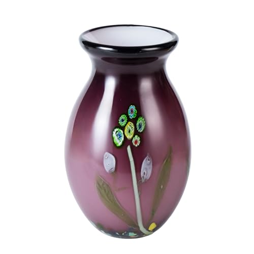 KAMMAK Colored Glass Vase, Beautiful Hand Blown Decorative Vase, Modern Art Vase for Flower Mantle Dining Table Centerpiece, Entryway Living Room Wedding Decoration (JG2077) - style: JG02077