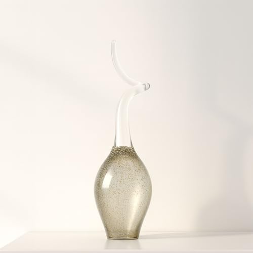 Glass Modern Sculpture – Elegant Clear Glass Sculpture for Home Decor - Contemporary Modern Bookshelf Decor, Coffee Table Decoration for Living Room, Decorative Object for Shelves – 17", Clear