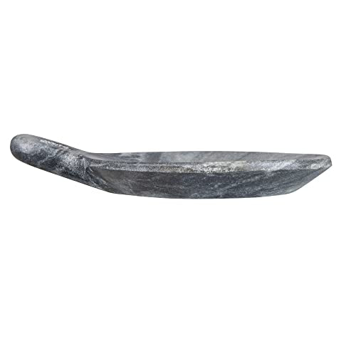 Hand-Carved Marble Dish with Handle, Grey - color: Gray, size: 5" x 4"