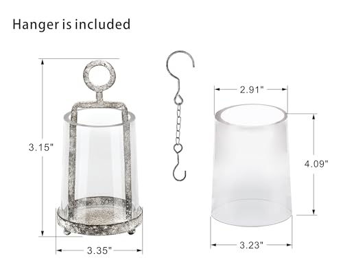 3.3" Wide Modern Farmhouse Metal Hurricane Candle Holder with Handmade Sturdy Glass Sleeve in Rustic Black for Tealight Candle & Plants, Glass Hurricane Lntern, Industrial, Minimalistic - color: Black Shabby, size: 3.3"x5.2"