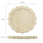 Round Marble Decorative Tray with Scalloped Edge, Luxury Natural Stone Bathroom Vanity Tray, Dresser Top Perfume Coffee Home Kitchen Sink Tray, Key Trinket Ring - color: Beige Travertine
