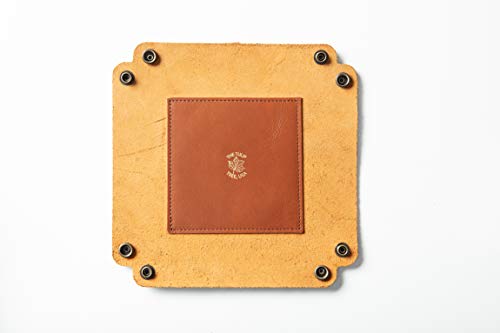 USA Made Premium Leather Valet Tray, Folds Flat! Little Buddy Dice Rolling Basket and Organizer With Brass Snaps - Reinforced Felt Bottom - For Keys, Jewelry, Coin, EDC, Watch Storage Caddy - Chestnut - color: Old English Chestnut, size: 5" x 5" x 2"