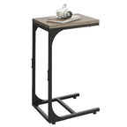 WLIVE C Shaped End Table, Small Couch Side Tables with Metal Frame, Sofa Table TV Tray for Living Room, Bedroom, Greige - color: Greige