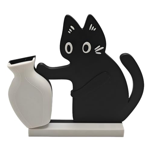 Cat Push Flower Vase for Home Decor Cute Vases for Table Room Decor Unique Lollipop Vases for Women Cat Lover Birthday Gifts (Small) - size: Small
