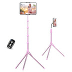 Aureday Adjustable Tripod Stand, 67” Height, Tablet Holder for iPad mini/Air/Pro, Kindle, Switch, Smartphones, 4.7”-12.9” Devices, Pink - color: Pink
