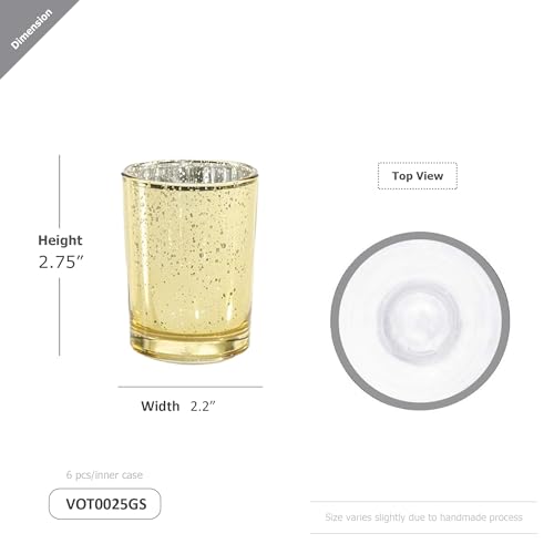 WGV Gold Speckled Tea Light Votive Candle Holder 2.2x2.75, Small Tiny Utility Cylinder Mercury Glass Vase, Home Accent Decor, 1 Pc - color: Gold-cylinder-2.75"