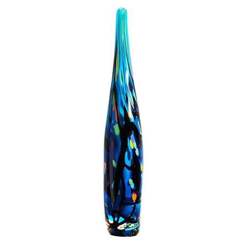 Luxury Lane Hand Blown Abstract Hollow Blue Tear Drop Sommerso Art Glass Sculpture for Home Decor 8.5 inch Tall Centerpiece Table Decoration - size: 8.5“ tall