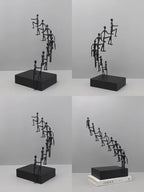 Modern Minimalist Abstract cast Iron Climbing Figures Sculpture, Black Metal Art Statue, Desktop Office Decor