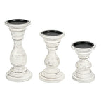 Candle Holder Stand Wooden, Pillar Candle Holder, Unity Candle Holders, Rounded Turned Colums, Country Style Ideal for Gift, Wedding, Christmas, Party, Home - 10,8,6 Inch- Set of 3 -Antique White - color: Antique White, size: 10,8,6 Inch Mid Circle