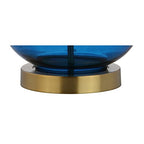 JONATHAN Y 25" Cobalt Blue/Brass Gold and Brass Gold Glass Table Lamp Set of 2 for Bedroom, Modern Bedside Lamp for Living Room Nightstand, White Linen Drum Shade, LED Bulb Included (JYL1068C-SET2) - color: Cobalt Blue