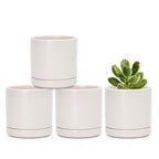 D'vine Dev Set of 4 Small Ceramic Plant Pots, 3.5 Inch Succulent Planter Pot for Plants with Drainage Hole and Saucer, Oatmeal, 94-X-A-8 - color: Oatmeal, size: 3.5 Inch
