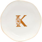 Ceramic Jewelry Tray Initial Ring Dish Personalized K-Monogrammed Engagement Wedding Gifts,Decorative Jewelry Holder for Friends,Sister,Birthday Mother's Day Christmas for Women,Ceramic White - style: K