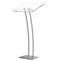 Acrylic Podium Lectern with Iron Stable Bottom, Pulpits for Churches with 10MM Thickened Acrylic Countertop, Multi Function Pulpit for Modern Classroom Music Concert Wedding Conference Event - color: silvery