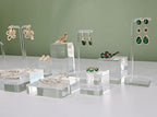 Transparent jewelry risers for selling, Acrylic risers for earring display, clear block ring riser tray for online business Photography【3.15 L x3.15 W x0.79 H inch】 - size: 3.15 L x3.15 W x0.79 H inch