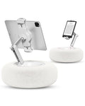 Viozon Tablet Stand Pillow, Compatible with 4.7"-13" Phone/Tablet, iPad, iPhone, Samsung, Google, Kindle, 360°Adjustable Phone Holder for Bed with Soft Plush Fabric, and Detachable Bowl, White - color: White