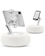 Viozon Tablet Stand Pillow, Compatible with 4.7"-13" Phone/Tablet, iPad, iPhone, Samsung, Google, Kindle, 360°Adjustable Phone Holder for Bed with Soft Plush Fabric, and Detachable Bowl, White - color: White