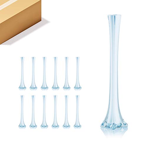 WGV Eiffel Tower Vase Bulk, Open 1", Height 20", (Multiple Sizes Choices) White Glass Floral Container with Sturdy Base, Flower Centerpiece for Wedding Event Home Decor, Arts Crafts, 12 Pieces - color: White (1 Case), size: 20"H